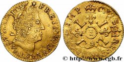 LOUIS XIV &nbsp;THE SUN KING&nbsp; Demi-louis d&nbsp;or aux quatre L, fausse réformation 1696 Limoges AU/AU