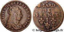 LOUIS XIV &nbsp;THE SUN KING&nbsp; Liard de cuivre 1658 Limoges F/VF