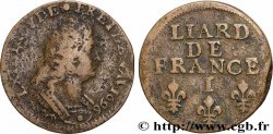LOUIS XIV LE GRAND OU LE ROI SOLEIL Liard, 3e type, buste âgé 1696 Limoges B+/TTB