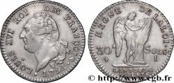 LOUIS XVI (MONARQUE CONSTITUTIONNEL)  30 sols dit &nbsp;au génie&nbsp;, type FRANÇOIS 1791 Limoges TTB+