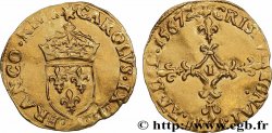 CHARLES IX Écu d&nbsp;or au soleil, 1er type 1567 Limoges AU