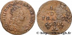 LOUIS XIV &nbsp;THE SUN KING&nbsp; Liard de cuivre, 2e type 166[?] Vimy-en-Lyonnais (actuellement Neuville-sur-Saône)