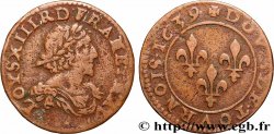 LOUIS XIII  Double tournois, au grand buste viril drapé 1639 Atelier indéterminé