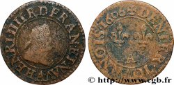 HENRY IV Denier tournois, 1er type de Paris (légende française) 1606 Paris