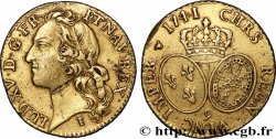 LOUIS XV &nbsp;THE WELL-BELOVED&nbsp; Louis d’or aux écus ovales, tête ceinte d’un bandeau 1741 Rennes XF
