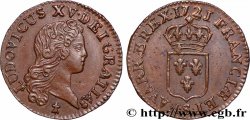 LOUIS XV THE BELOVED Liard au buste enfantin 1721 Reims AU