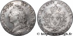 LOUIS XV DIT LE BIEN AIMÉ Écu aux branches d’olivier, buste lauré 1772 Lyon TB+