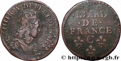 LOUIS XIV &nbsp;THE SUN KING&nbsp; Liard de cuivre, 2e type s.m. Caen