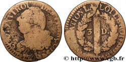 LOUIS XVI 3 deniers dit &nbsp;au faisceau&nbsp;, type FRANÇOIS 1792 Limoges
