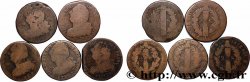 LOUIS XVI 2 sols dit &nbsp;au faisceau&nbsp;, types divers, lot de 5 ex. n.d. Ateliers divers