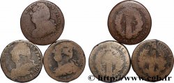 LOUIS XVI 2 sols dit &nbsp;au faisceau&nbsp;, types divers, lot de 3 ex. n.d. Ateliers divers
