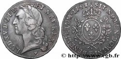 LOUIS XV DIT LE BIEN AIMÉ Écu aux branches d’olivier, tête ceinte d’un bandeau 1748 Tours TTB