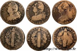 LOUIS XVI (MONARQUE CONSTITUTIONNEL)  2 sols dit &nbsp;au faisceau&nbsp;, types divers, lot de 3 ex. n.d. Ateliers divers