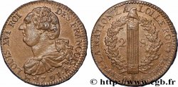 LOUIS XVI 2 sols dit &nbsp;au faisceau&nbsp;, type FRANÇOIS 1791 Paris AU