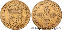 LOUIS XIII  Écu d&nbsp;or au soleil, à la croix anillée fleurdelisée 1641 Paris, Monnaie du Louvre AU