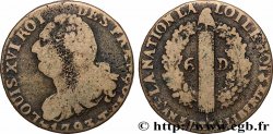 THE CONVENTION 6 deniers dit &nbsp;au faisceau&nbsp;, type FRANÇOIS 1793 Nantes