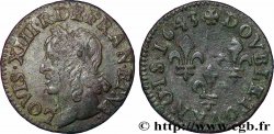 LOUIS XIII LE JUSTE Double tournois à la vieille tête, type de Warin 1643 Atelier indéterminé