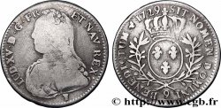 LOUIS XV DIT LE BIEN AIMÉ Demi-écu aux branches d&nbsp;olivier, buste habillé 1729 Rennes