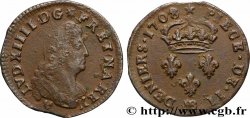 LOUIS XIV &nbsp;THE SUN KING&nbsp; II deniers, légende latine 1708 Strasbourg