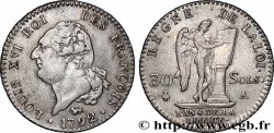 LOUIS XVI 30 sols dit &nbsp;au génie&nbsp;, type FRANÇOIS 1792 Paris