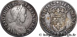 LOUIS XIV LE GRAND OU LE ROI SOLEIL Demi-écu, portrait à la mèche longue 1652 Rouen