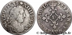 LOUIS XIV LE GRAND OU LE ROI SOLEIL Quatre sols à la croix formée de lis 1677 Vimy-en-Lyonnais (actuellement Neuville-sur-Saône)