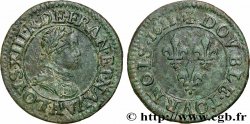 LOUIS XIII LE JUSTE Double tournois, type 1 1611 Paris, Moulin du Louvre