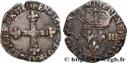 HENRI III Huitième d&nbsp;écu, croix de face 1581 Rennes