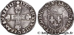 LOUIS XIII LE JUSTE Quart d&nbsp;écu, à la croix fleurdelisée, titulature côté croix 1627 Bayonne
