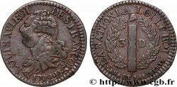 LOUIS XVI (MONARQUE CONSTITUTIONNEL)  3 deniers dit &nbsp;au faisceau&nbsp;, type FRANCOIS 1792 Lyon
