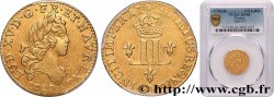 LOUIS XV &nbsp;THE WELL-BELOVED&nbsp; Demi-louis d’or aux deux L couronnées 1722 Lyon XF40