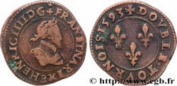 HENRI IV LE GRAND Double tournois, 2e type de Dieppe (légende latine) 1593 Dieppe