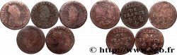 LOUIS XIV LE GRAND OU LE ROI SOLEIL Liard de cuivre “à la tête couronnée”, lot de 5 ex. n.d. Ateliers divers