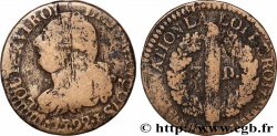 LOUIS XVI 3 deniers dit &nbsp;au faisceau&nbsp;, type FRANÇOIS 1792 Limoges VF