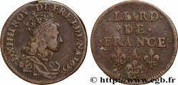 LOUIS XIV &nbsp;THE SUN KING&nbsp; Liard de cuivre 1655 Corbeil