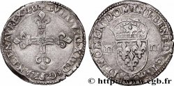LOUIS XIII  Quart d&nbsp;écu, à la croix fleurdelisée, titulature côté croix 1611 Bordeaux q.SPL