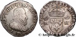 HENRI III Teston 3e type, col fraisé 1575 Angers