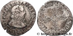 LOUIS XIII LE JUSTE Demi-franc à la tête nue adolescente de Saint-Lô 1616 Saint-Lô