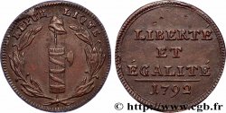 REVOLUTION COINAGE / CONFIANCE (MONNAIES DE…) Essai au faisceau et au bonnet phrygien 1792 Lyon
