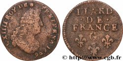 LOUIS XIV LE GRAND OU LE ROI SOLEIL Liard, 3e type, buste âgé 1696 Poitiers