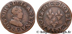 LOUIS XIII  Double tournois, type 1 1616 Paris, Moulin du Louvre