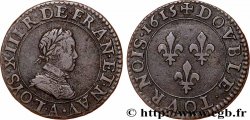 LOUIS XIII LE JUSTE Double tournois, type 1 1615 Paris, Moulin du Louvre