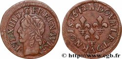 LOUIS XIII LE JUSTE Double tournois, type de Warin 1642 La Rochelle