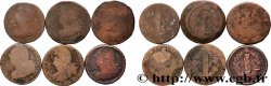 LOUIS XVI (MONARQUE CONSTITUTIONNEL)  2 sols dit &nbsp;au faisceau&nbsp;, types divers, lot de 6 ex. n.d. Ateliers divers