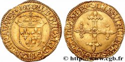 LOUIS XIII LE JUSTE Écu d&nbsp;or au soleil, à la croix bâtonnée et fleuronnée 1615 Saint-Lô TTB+/TTB