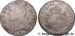 LOUIS XV DIT LE BIEN AIMÉ Écu aux branches d’olivier, tête ceinte d’un bandeau 1748 Montpellier