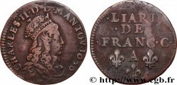 ARDENNES - PRINCIPAUTY OF ARCHES-CHARLEVILLE - CHARLES II OF GONZAGUE Liard de cuivre, 2e type 1656 Charleville