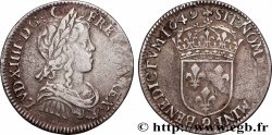 LOUIS XIV LE GRAND OU LE ROI SOLEIL Quart d&nbsp;écu, portait à la mèche longue 1649 Rennes