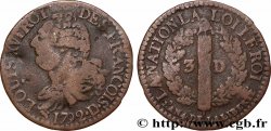 LOUIS XVI 3 deniers dit &nbsp;au faisceau&nbsp;, type FRANCOIS 1792 Lyon