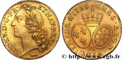 LOUIS XV DIT LE BIEN AIMÉ Louis d’or aux écus ovales, tête ceinte d’un bandeau 1755 Paris SPL
